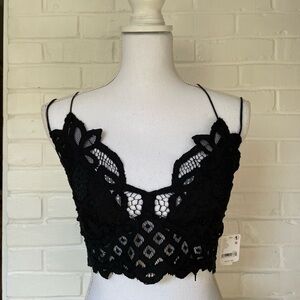 Free People One Lacey Black Lace Bralette NWT Women’s Size Large